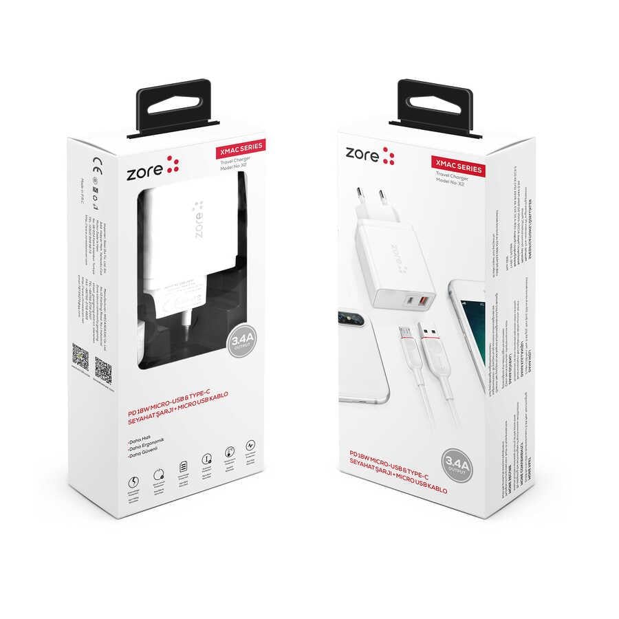 ​Zore XMac Serisi ZR-X2 Micro 2 in 1 Şarj Seti