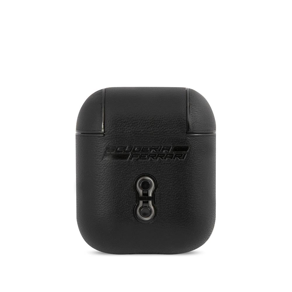 Apple Airpods Kılıf Ferrari Orjinal Lisanslı PU Deri Metal Logolu SF Arka Yüzey Yazılı Kapak