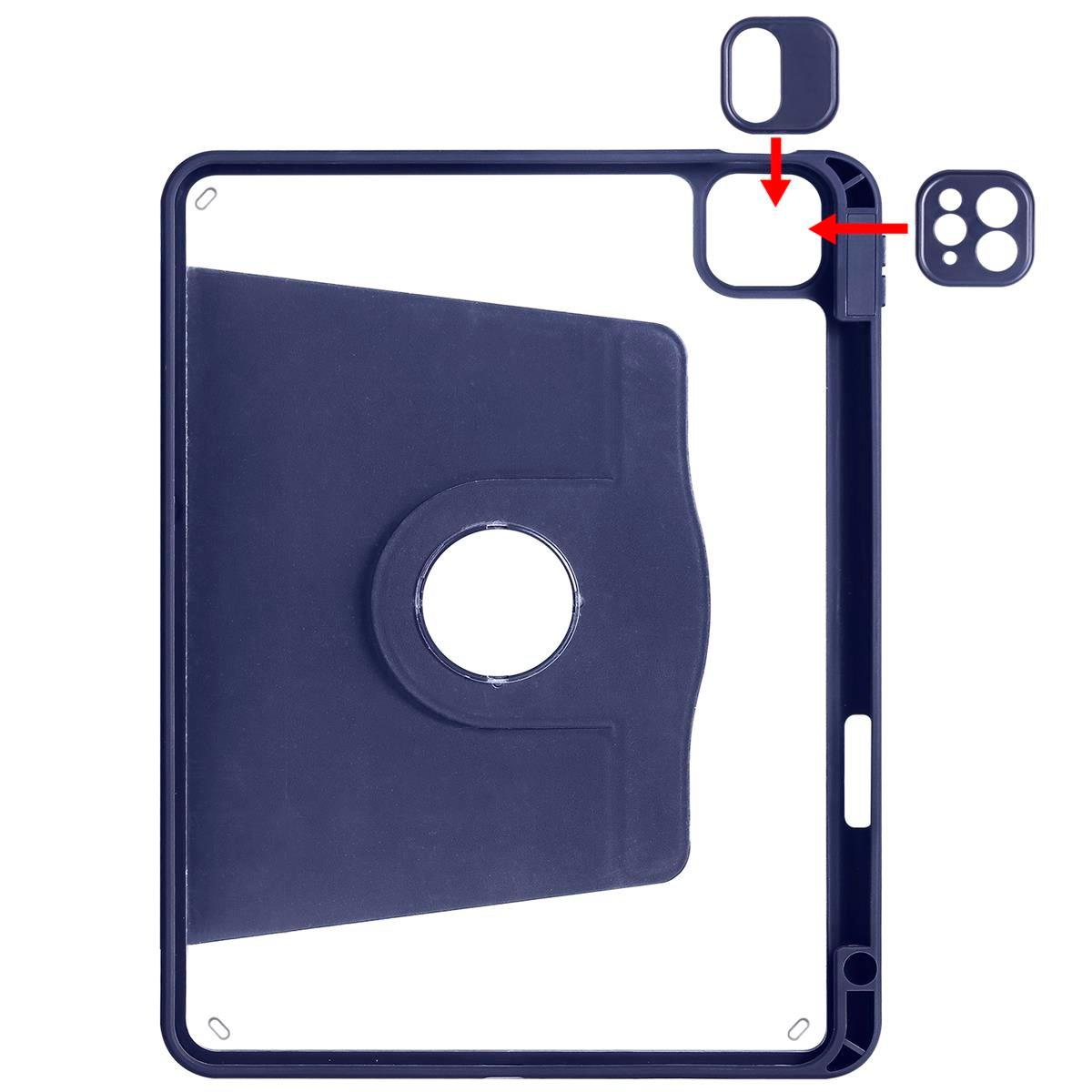 Apple iPad Air 10.9 2022 (5.Nesil) Kılıf Zore Termik Kalem Bölmeli Dönebilen Standlı Kılıf