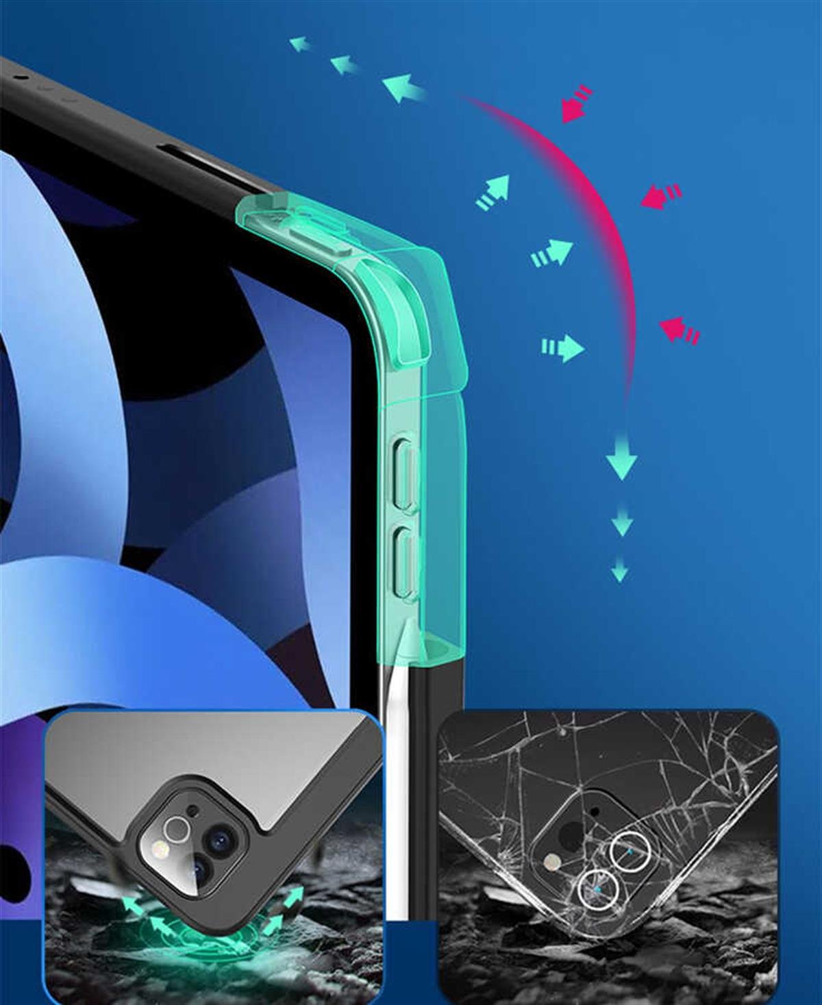 Apple iPad Air 10.9 2022 (5.Nesil) Kılıf Zore Nort Arkası Şeffaf Standlı Kılıf