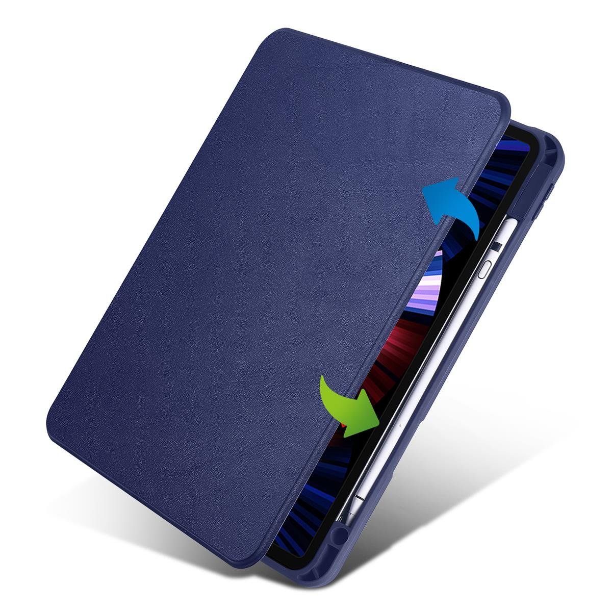 Apple iPad Air 10.9 2022 (5.Nesil) Kılıf Zore Termik Kalem Bölmeli Dönebilen Standlı Kılıf