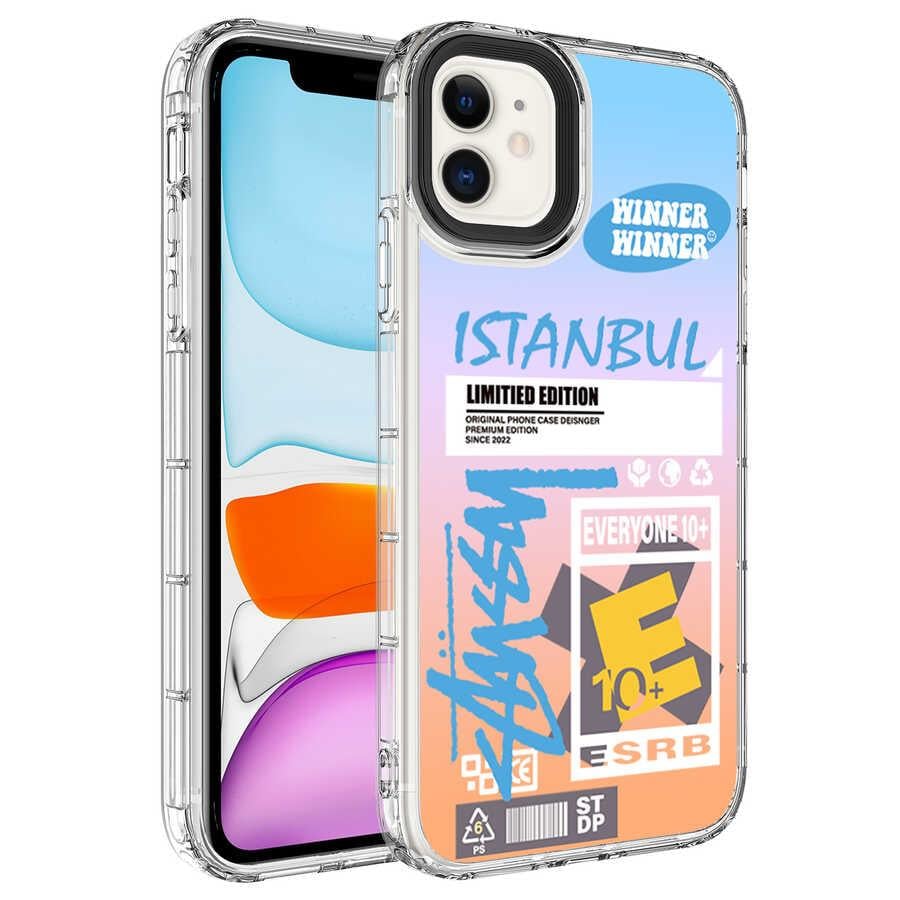 Apple iPhone 11 Kılıf Kamera Korumalı Renkli Desenli Sert Silikon Zore Korn Kapak