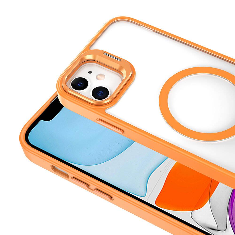 Apple iPhone 11 Kılıf Magsafe Wireless Şarj Özellikli Standlı Zore Magsafe Klon Lensli Kapak