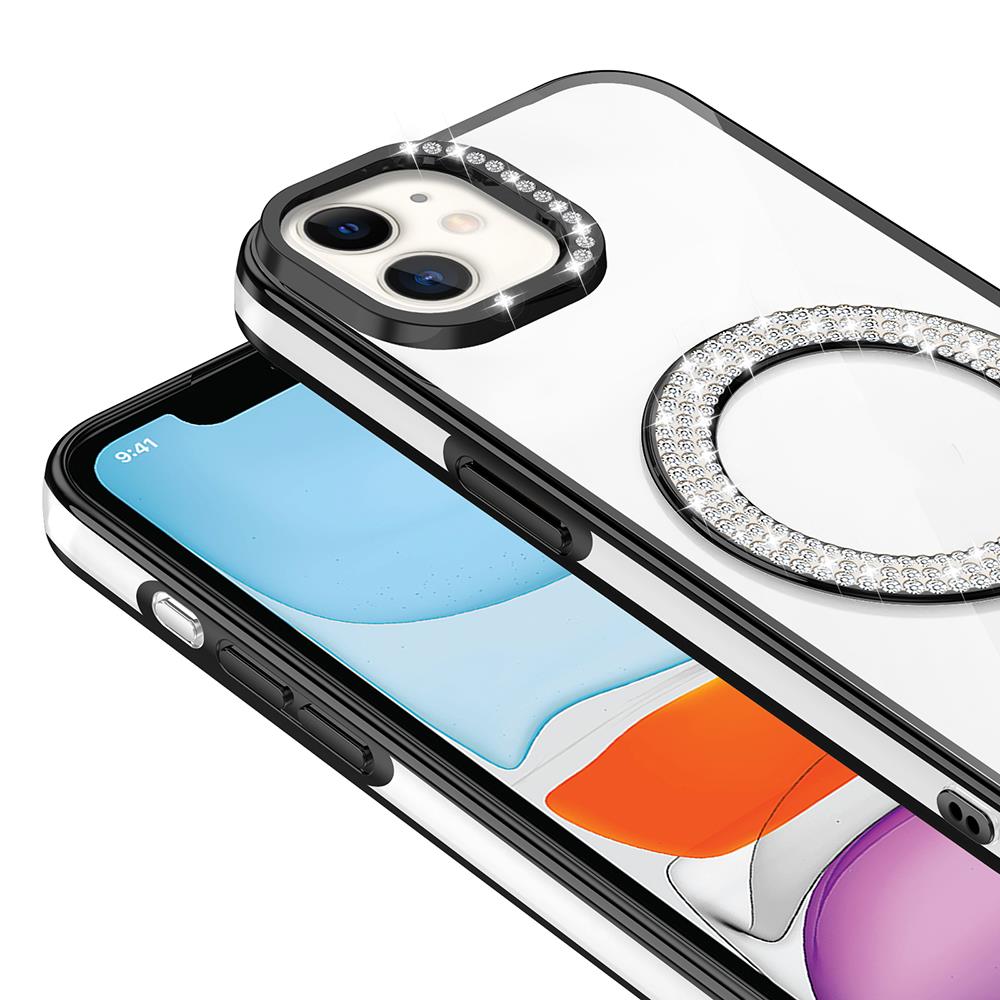 Apple iPhone 11 Kılıf Pırlanta Taş Tasarımlı Magsafe Şarj Özellikli Zore Karetta Silikon Kapak