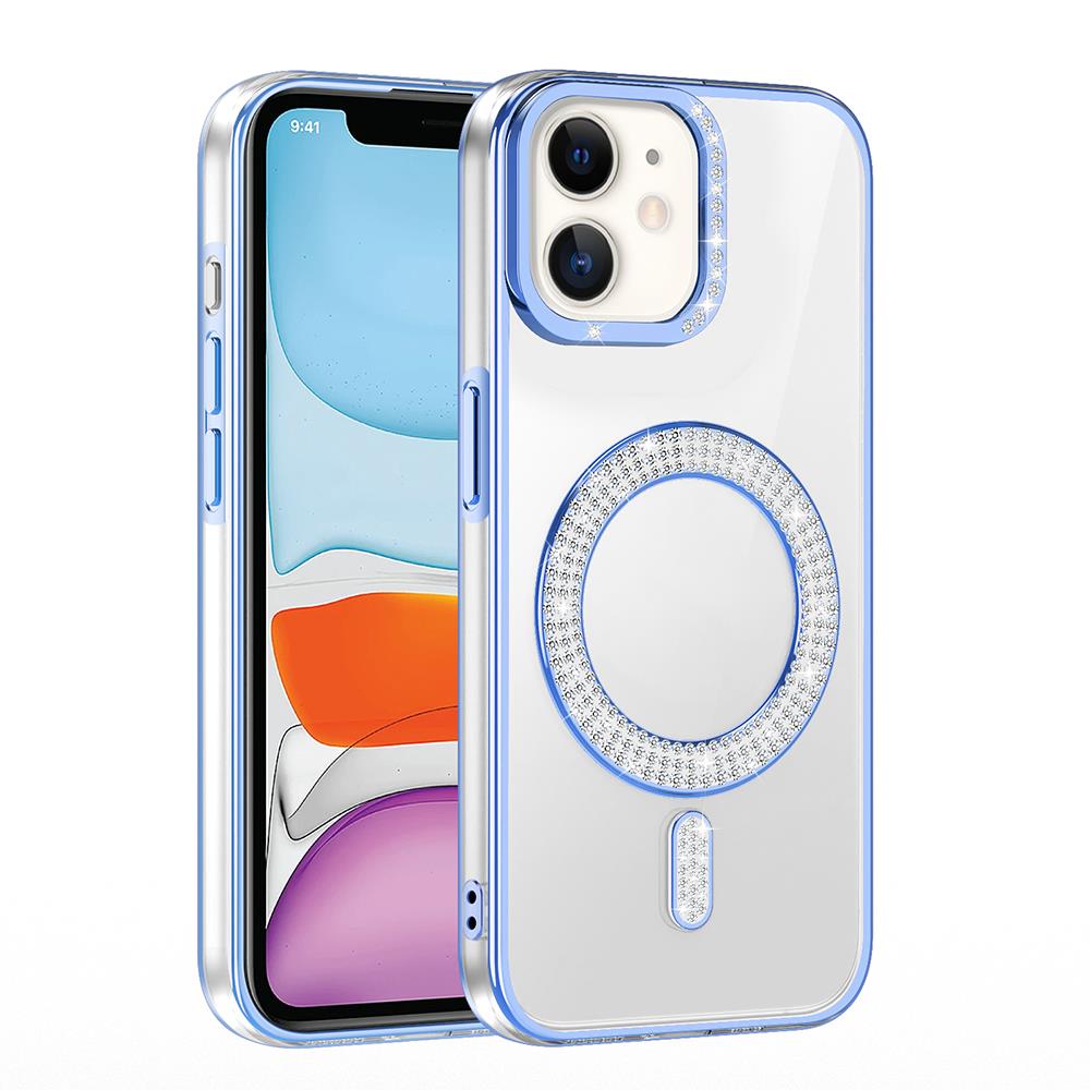 Apple iPhone 11 Kılıf Pırlanta Taş Tasarımlı Magsafe Şarj Özellikli Zore Karetta Silikon Kapak