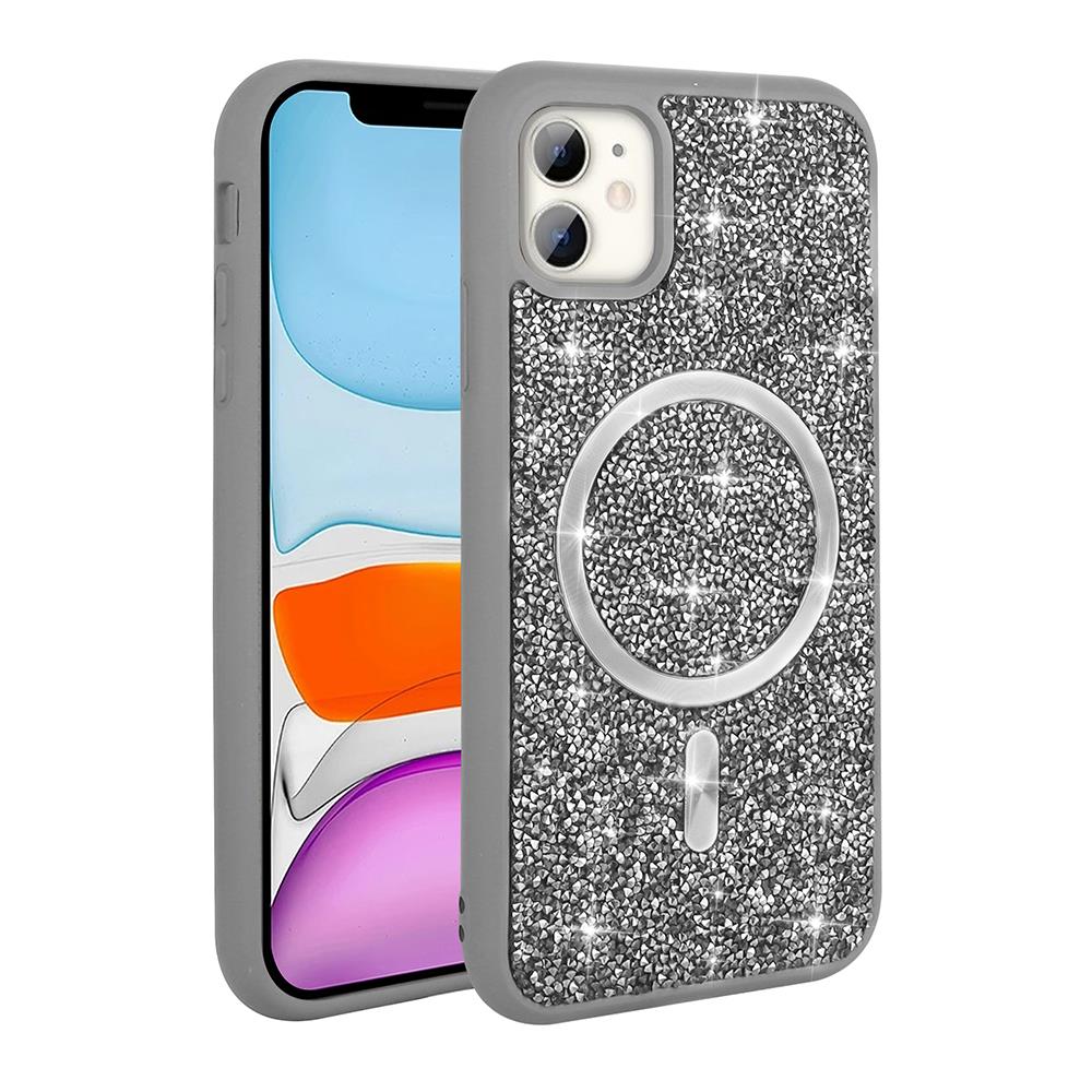 Apple iPhone 11 Kılıf Pırlanta Tasarımlı Magsafe Şarj Özellikli Zore Mozaik Silikon Kapak