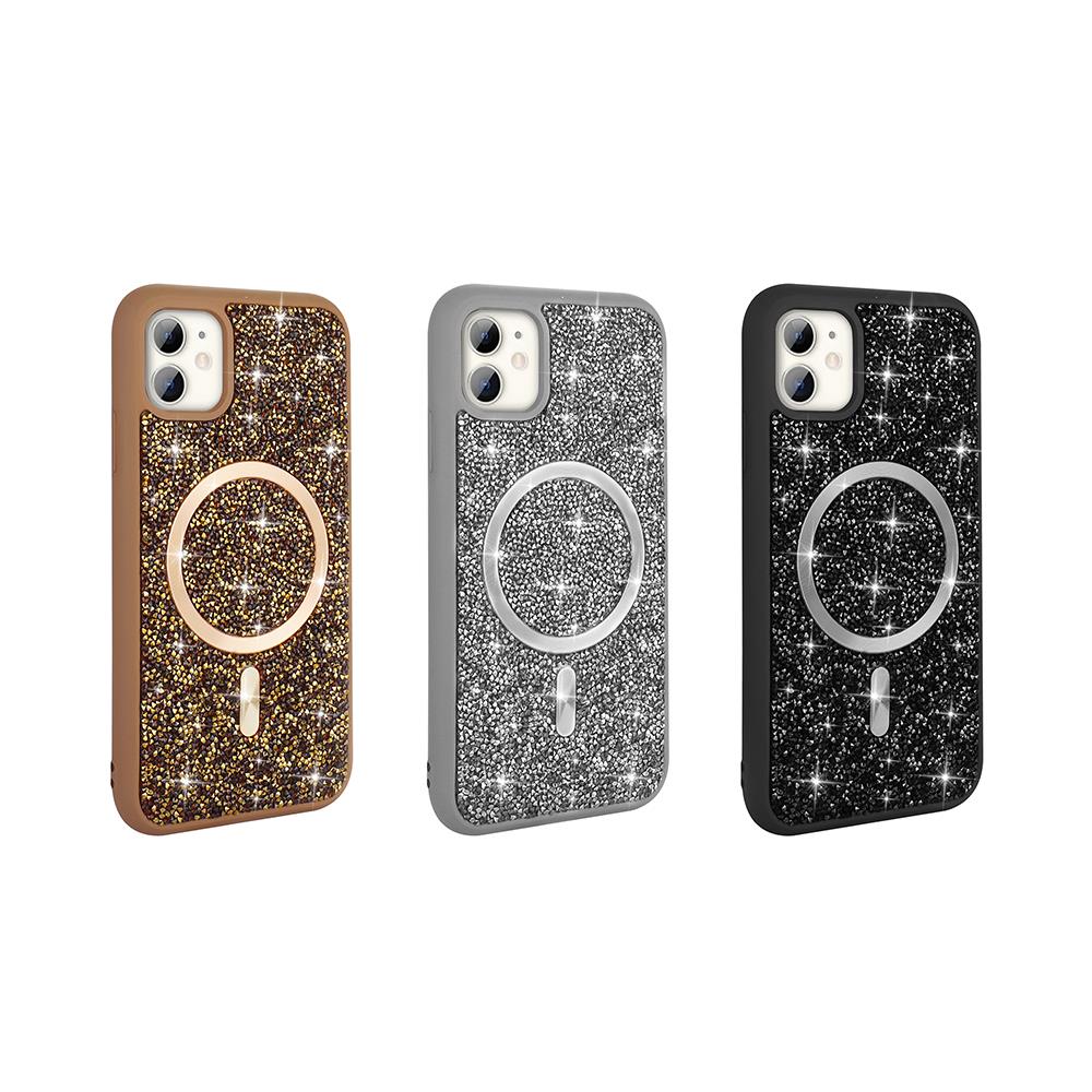 Apple iPhone 11 Kılıf Pırlanta Tasarımlı Magsafe Şarj Özellikli Zore Mozaik Silikon Kapak