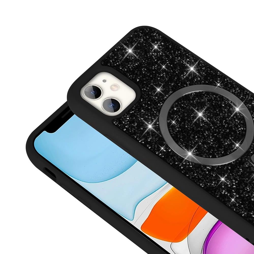 Apple iPhone 11 Kılıf Pırlanta Tasarımlı Magsafe Şarj Özellikli Zore Mozaik Silikon Kapak