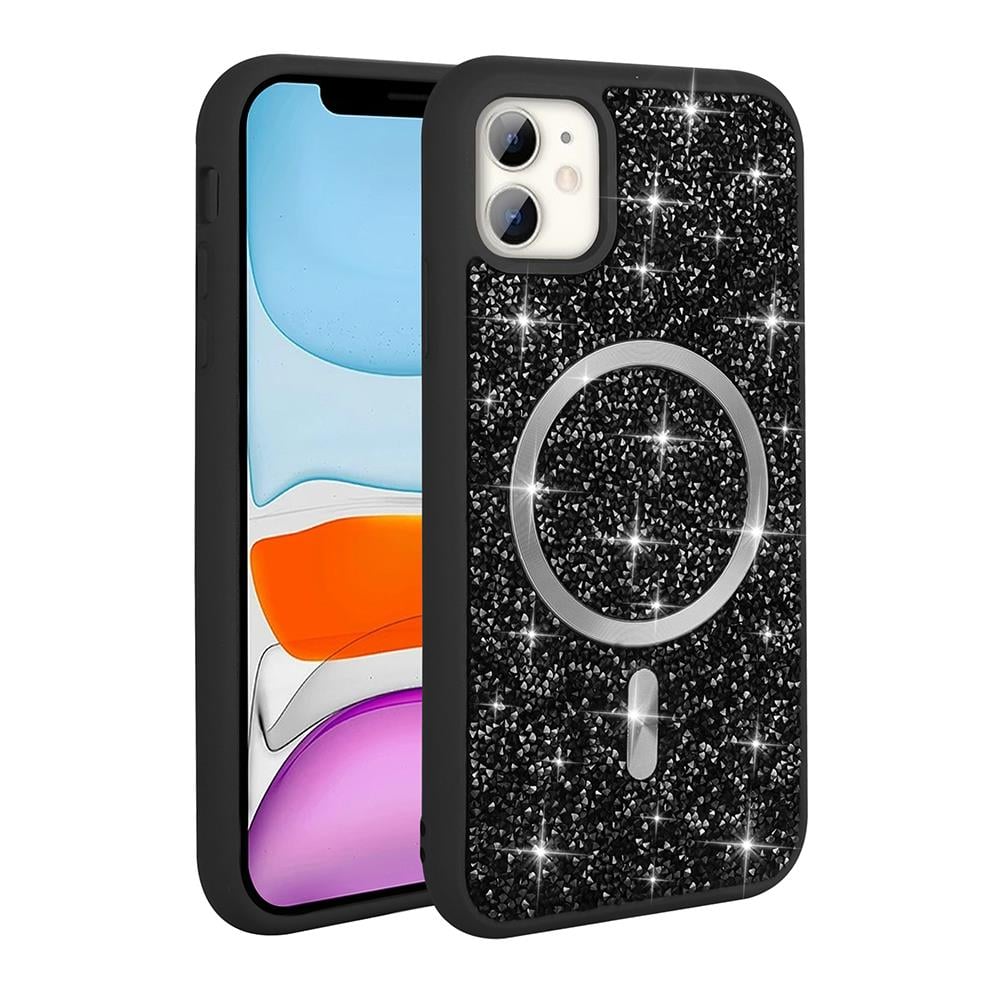 Apple iPhone 11 Kılıf Pırlanta Tasarımlı Magsafe Şarj Özellikli Zore Mozaik Silikon Kapak