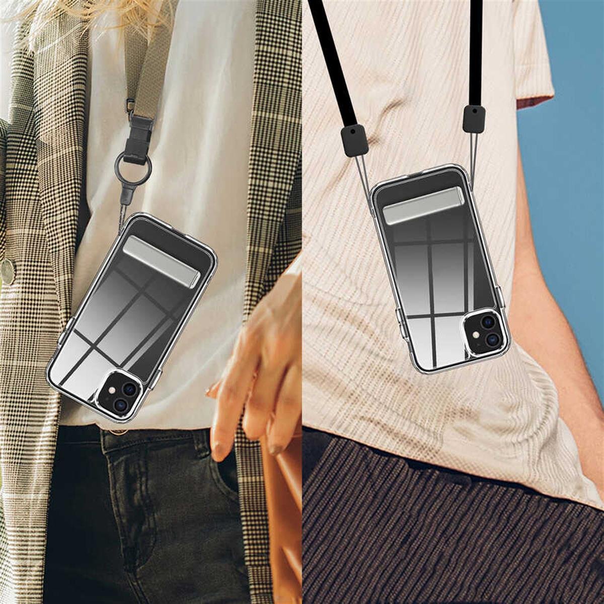 Apple iPhone 11 Kılıf Standlı Şeffaf Silikon Zore L-Stand Kapak