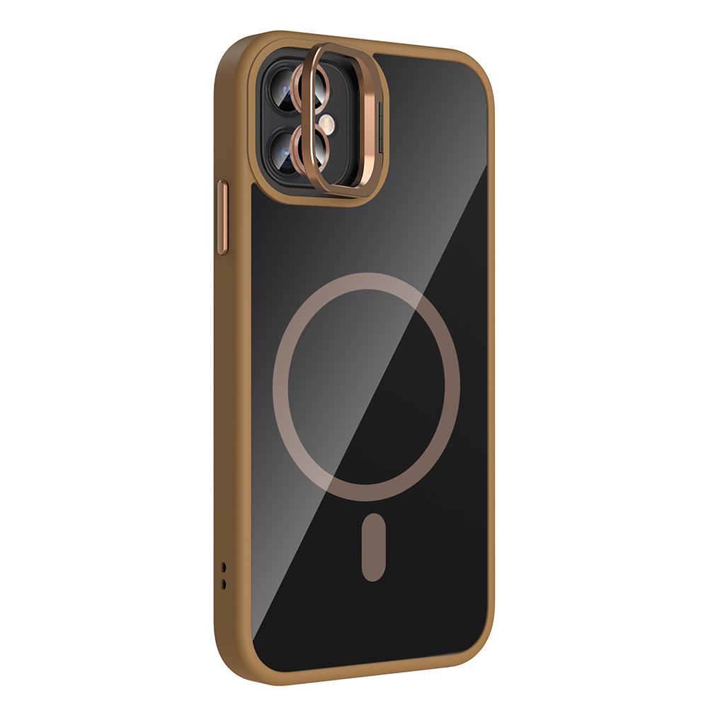 Apple iPhone 11 Kılıf Standlı ve Kamera Lens Hediyeli M-Safe Şarj Özellikli Zore Etro Kapak