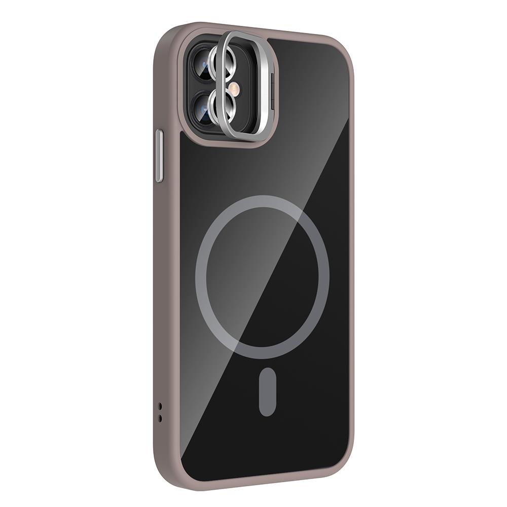 Apple iPhone 11 Kılıf Standlı ve Kamera Lens Hediyeli M-Safe Şarj Özellikli Zore Etro Kapak