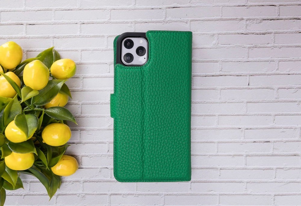 Apple iPhone 11 Pro Uyumlu Deri Cüzdanlı Kılıf ERC4 Yeşil