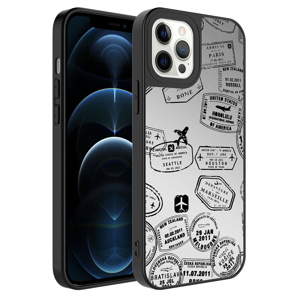 Apple iPhone 12 Pro Kılıf Aynalı Desenli Kamera Korumalı Parlak Zore Mirror Kapak