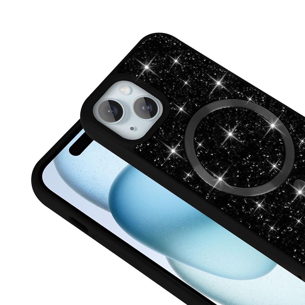 Apple iPhone 13 Kılıf Pırlanta Tasarımlı Magsafe Şarj Özellikli Zore Mozaik Silikon Kapak