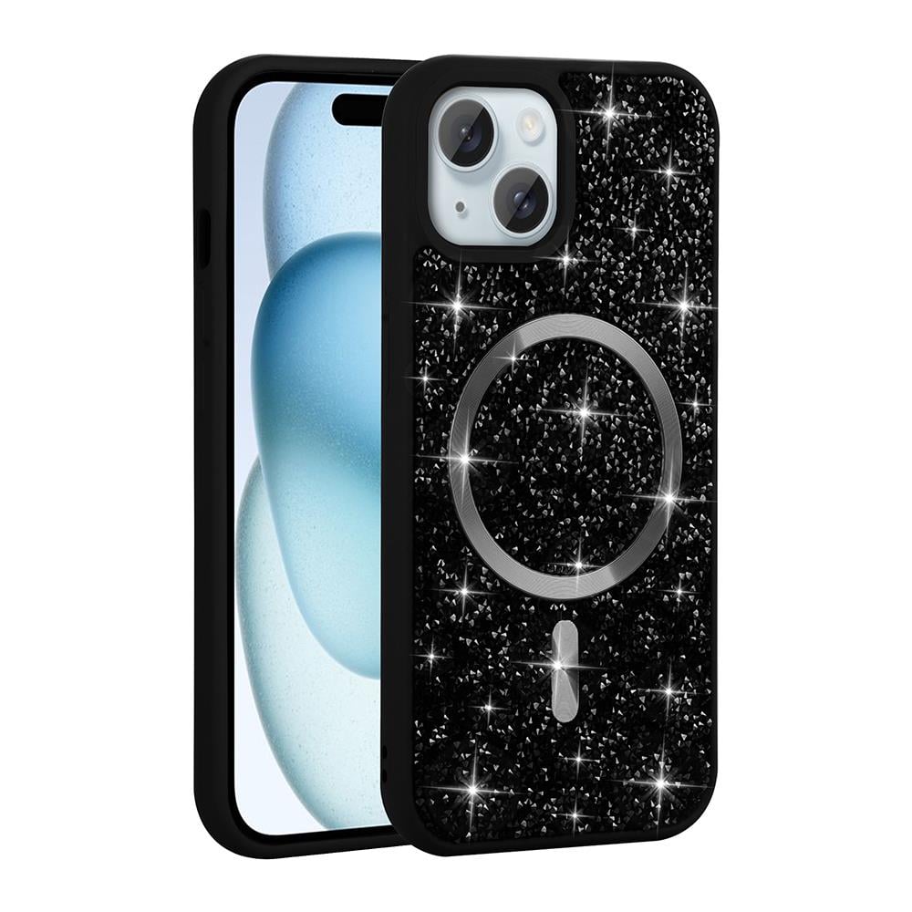 Apple iPhone 13 Kılıf Pırlanta Tasarımlı Magsafe Şarj Özellikli Zore Mozaik Silikon Kapak