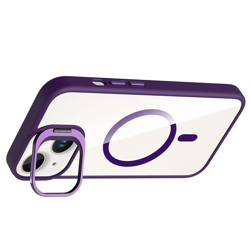 Apple iPhone 13 Kılıf Standlı ve Kamera Lens Hediyeli M-Safe Şarj Özellikli Zore Etro Kapak