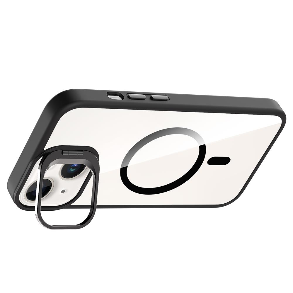 Apple iPhone 13 Kılıf Standlı ve Kamera Lens Hediyeli M-Safe Şarj Özellikli Zore Etro Kapak