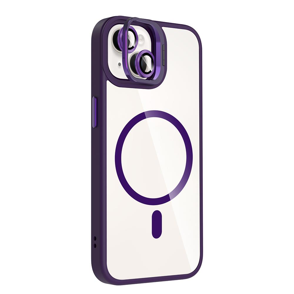 Apple iPhone 13 Kılıf Standlı ve Kamera Lens Hediyeli M-Safe Şarj Özellikli Zore Etro Kapak