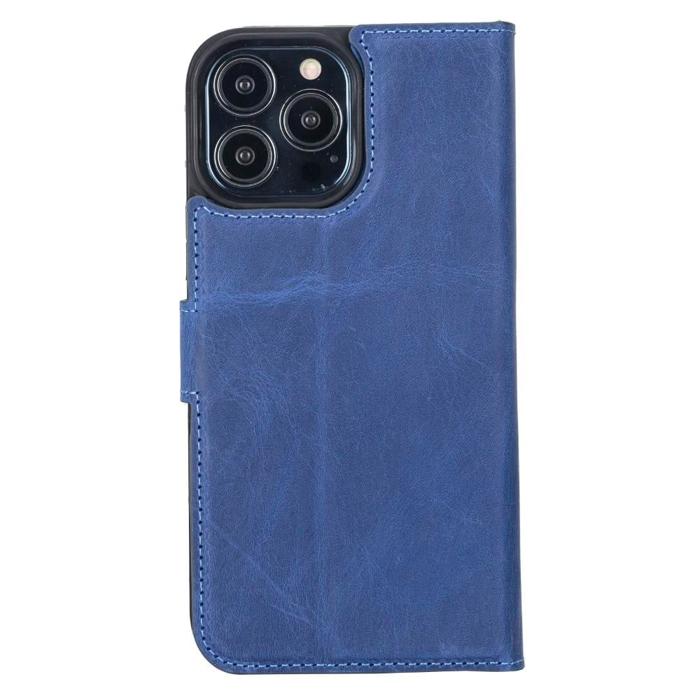 Apple iPhone 13 Pro Max Uyumlu Deri Cüzdanlı Kılıf G21 Mavi