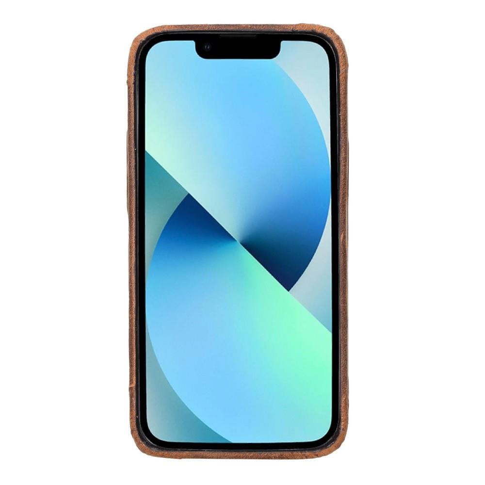 Apple iPhone 13 Uyumlu Deri Arka Kapak ROCK G2 Kahverengi