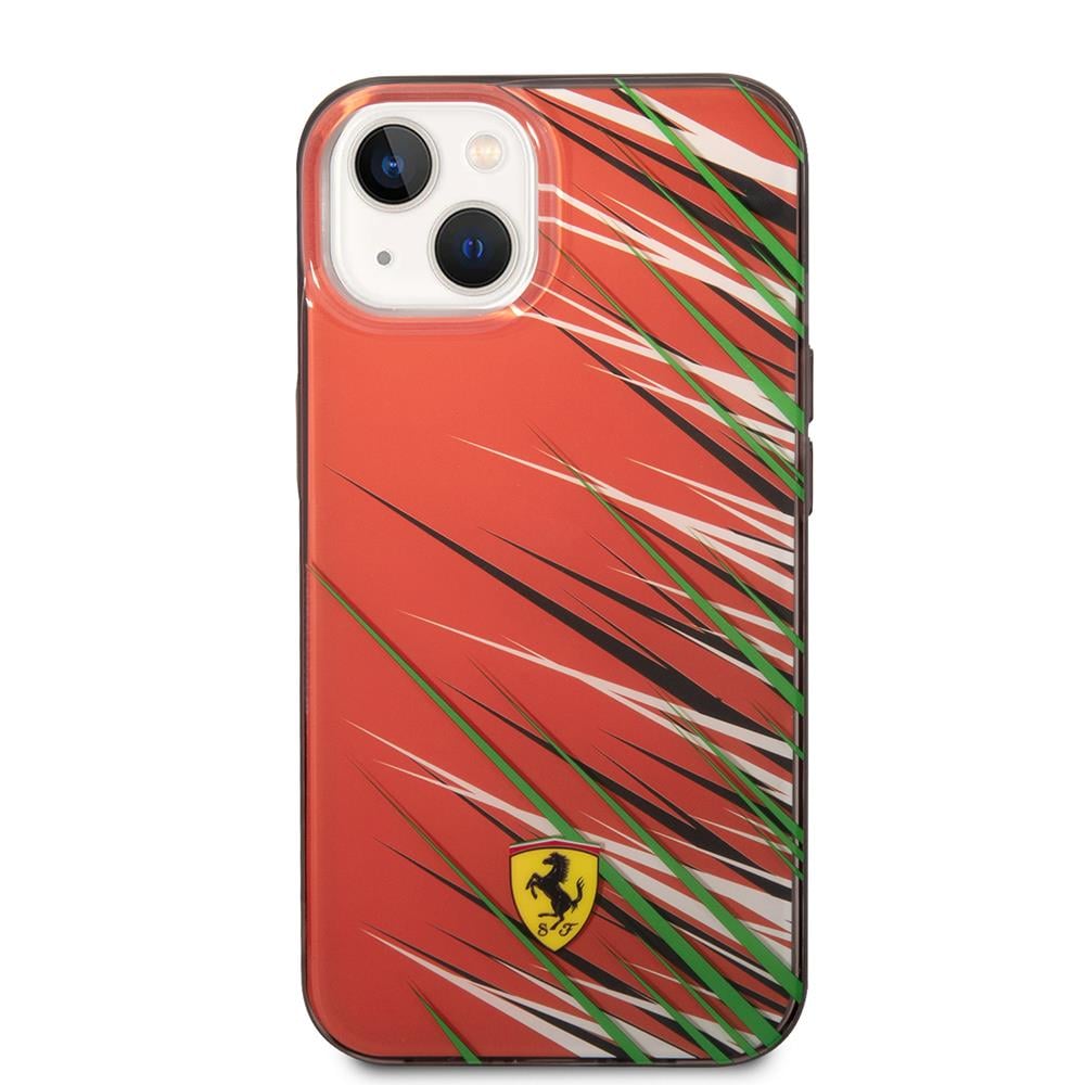 Apple iPhone 14 Kılıf Ferrari Orjinal Lisanslı Baskı Logolu Çimen Desenli Kapak