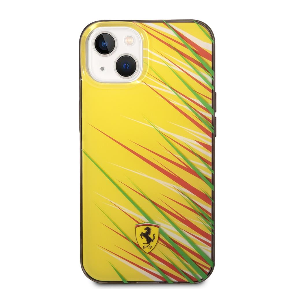 Apple iPhone 14 Kılıf Ferrari Orjinal Lisanslı Baskı Logolu Çimen Desenli Kapak