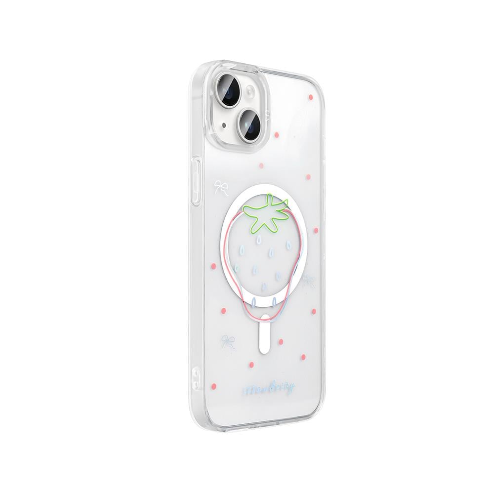 Apple iPhone 14 Kılıf M-Safe Şarj Özellikli Şeffaf Zore Folk Sert Kapak