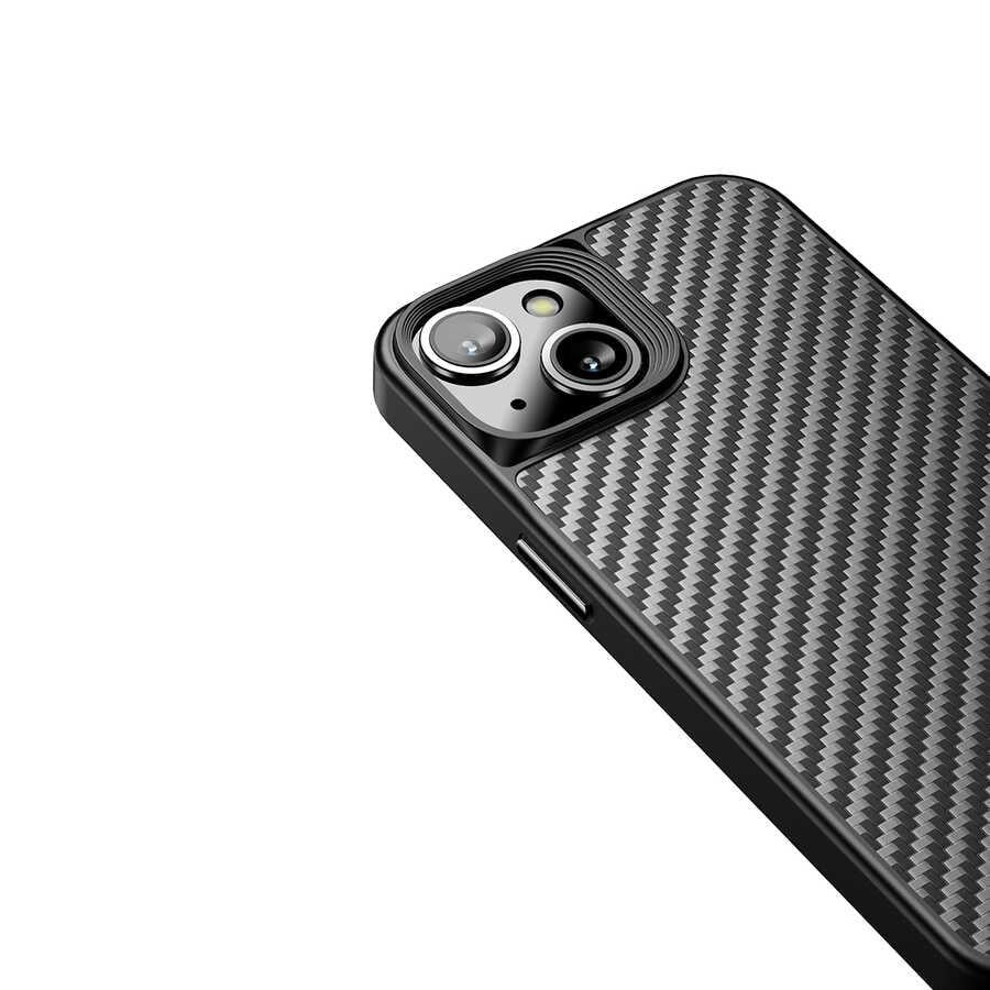 Apple iPhone 14 Plus Kılıf Aramid Karbon Fiber M-safe Özellikli Wlons Radison Kapak