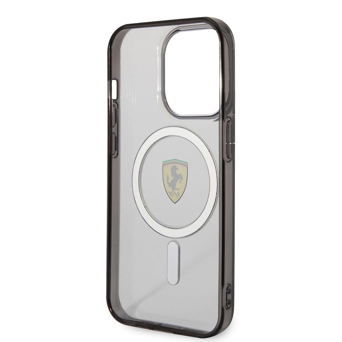 Apple iPhone 14 Pro Kılıf Ferrari M-safe Şarj Özellikli Transparan Dizayn Kapak