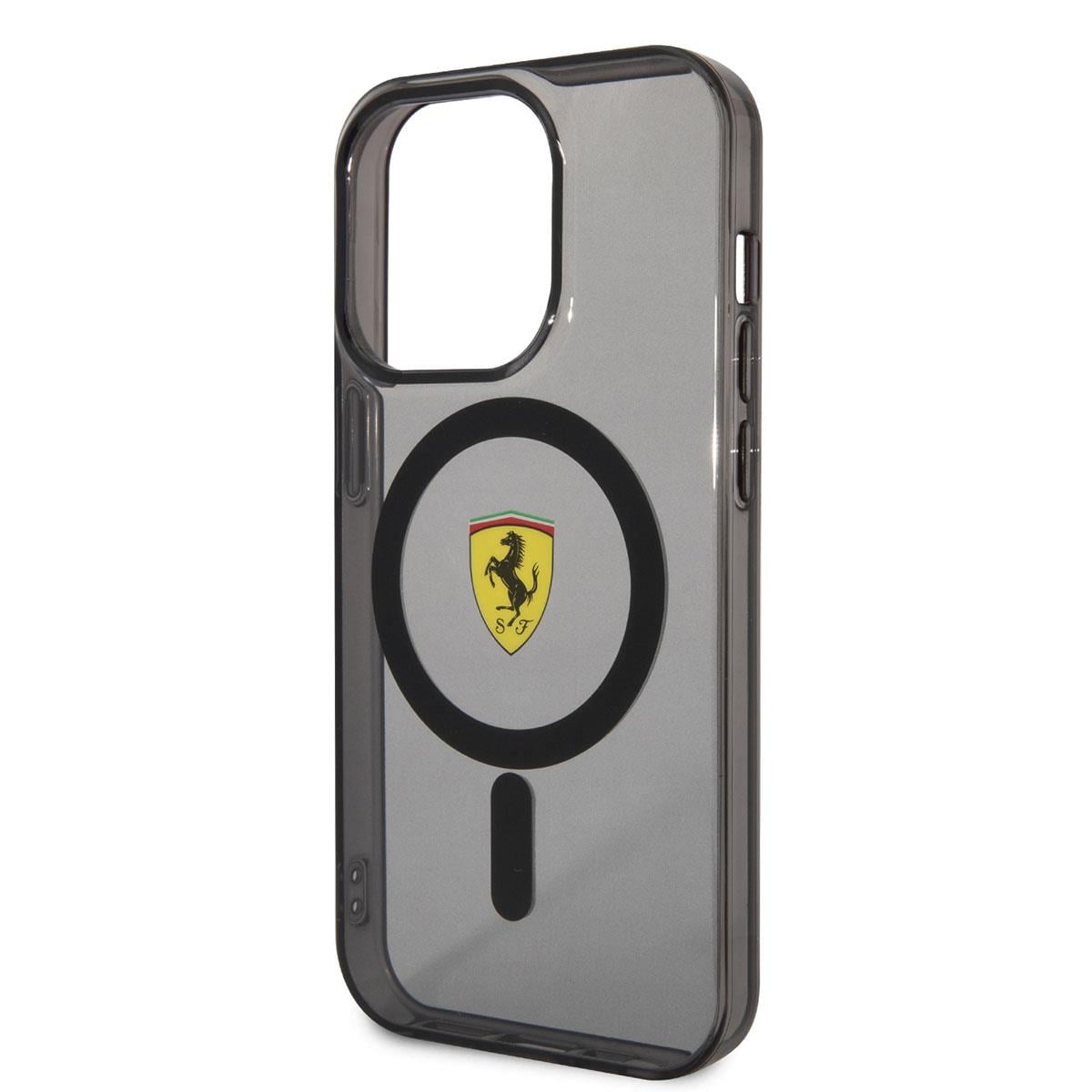 Apple iPhone 14 Pro Kılıf Ferrari M-safe Şarj Özellikli Yarı Transparan Dizayn Kapak