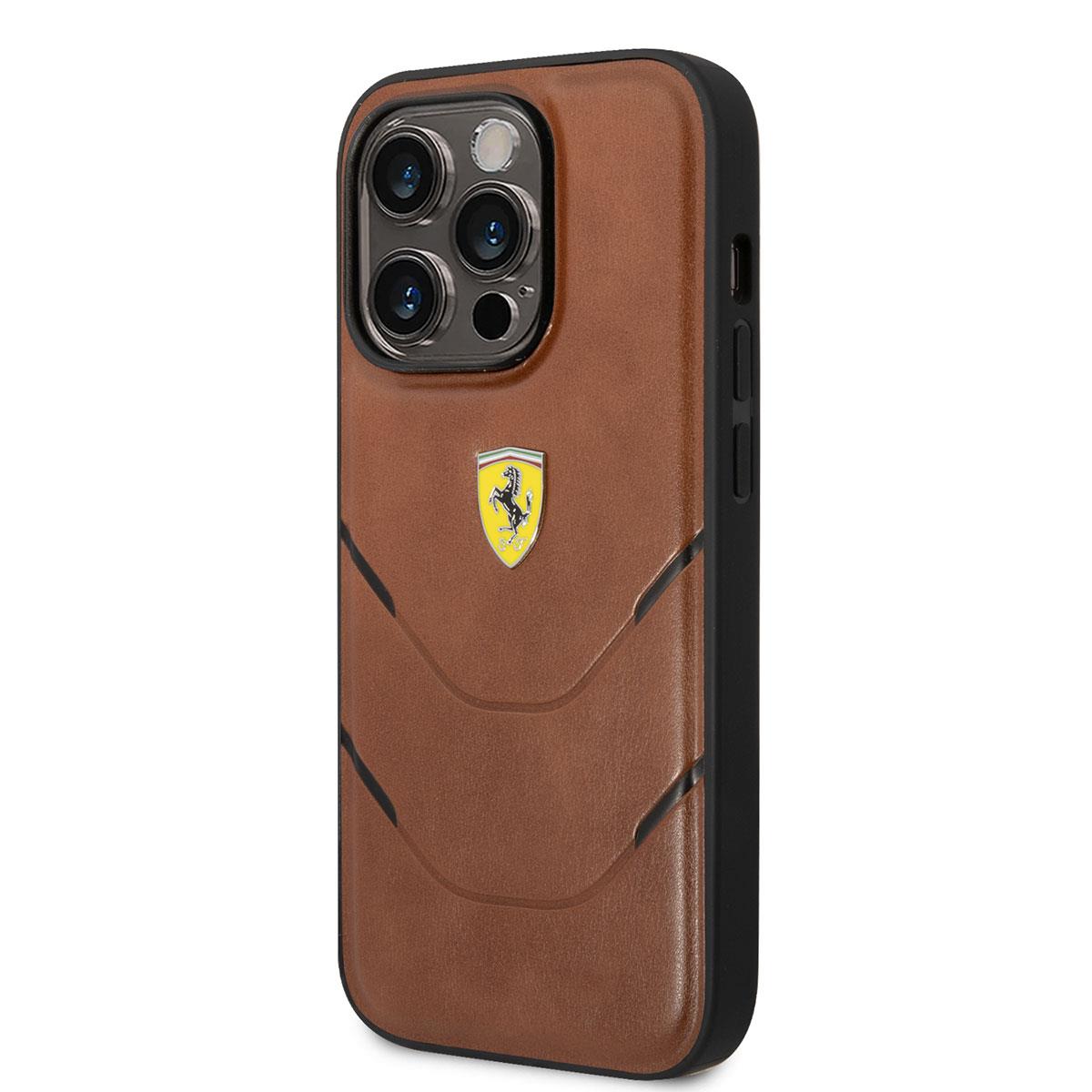 Apple iPhone 14 Pro Kılıf Ferrari Orjinal Lisanslı PU Deri Sıcak Baskı Çizgili Dizayn Kapak