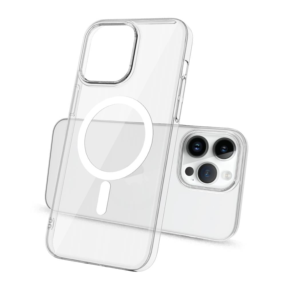 Apple iPhone 14 Pro Max Kamera Korumalı M-Safe Şarj Özellikli Şeffaf Zore London Sert PC Kapak