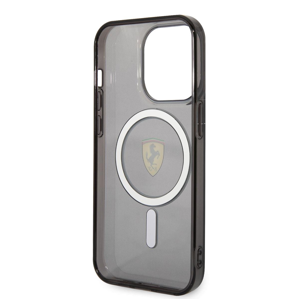 Apple iPhone 14 Pro Max Kılıf Ferrari M-safe Şarj Özellikli Yarı Transparan Dizayn Kapak