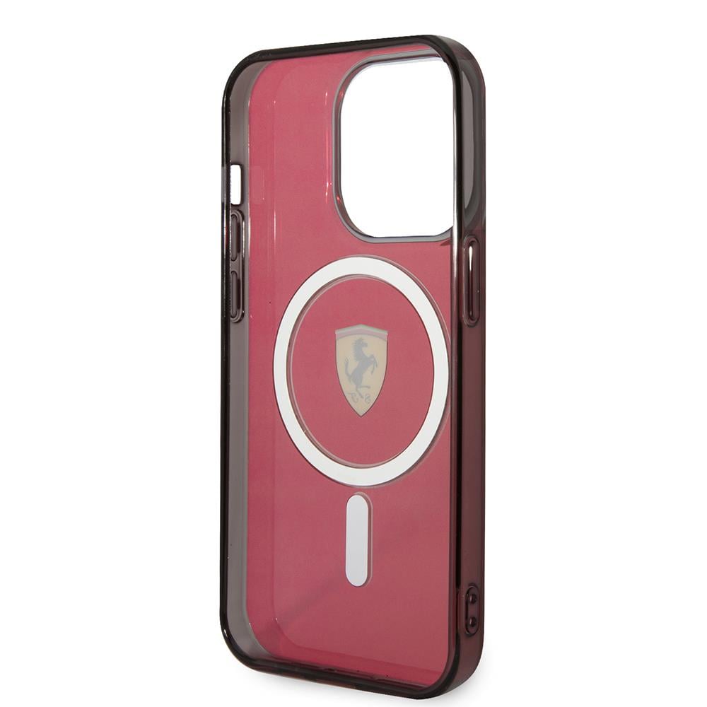 Apple iPhone 14 Pro Max Kılıf Ferrari M-safe Şarj Özellikli Yarı Transparan Dizayn Kapak