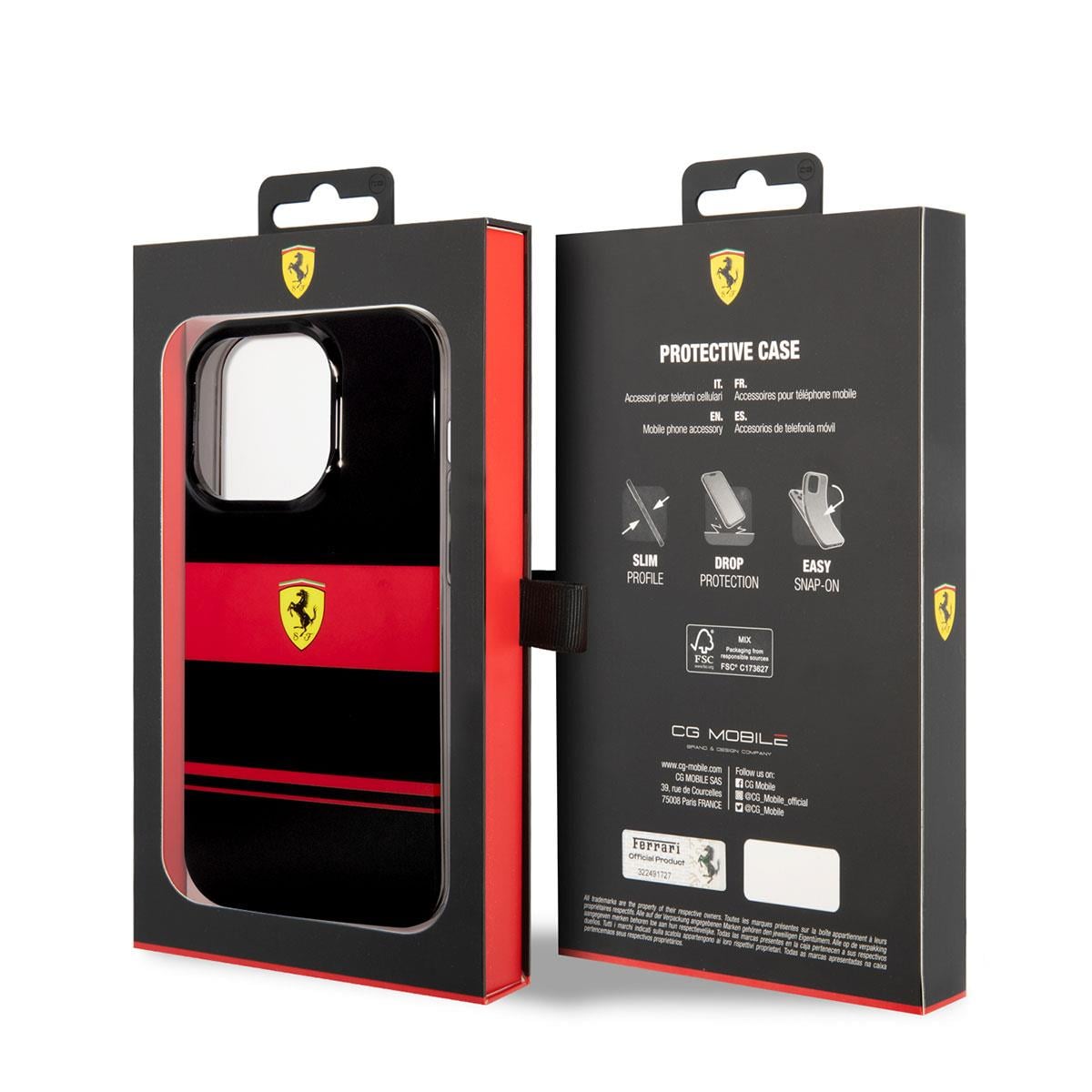 Apple iPhone 14 Pro Max Kılıf Ferrari Orjinal Lisanslı M-safe Şarj Özellikli Yatay Çizgili Dizayn Kapak