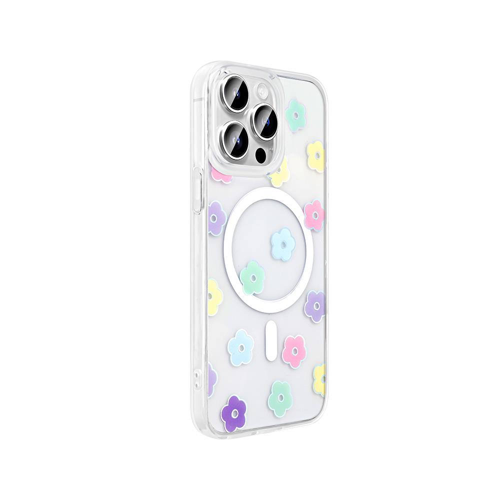 Apple iPhone 14 Pro Max Kılıf M-Safe Şarj Özellikli Şeffaf Zore Folk Sert Kapak