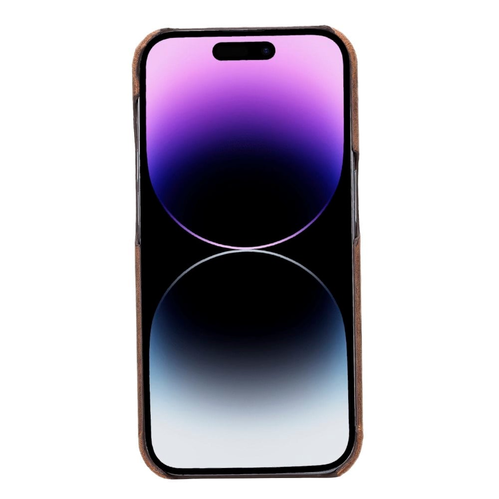 Apple iPhone 14 Pro Uyumlu Deri Arka Kapak UJ G2 Kahve