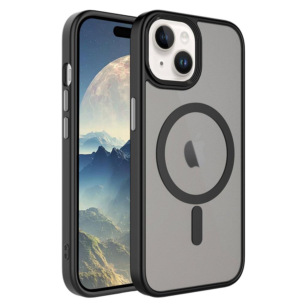 Apple iPhone 15 Kılıf Mat Arka Yüzey Wireless Şarj Özellikli Zore Flet Magsafe Kapak