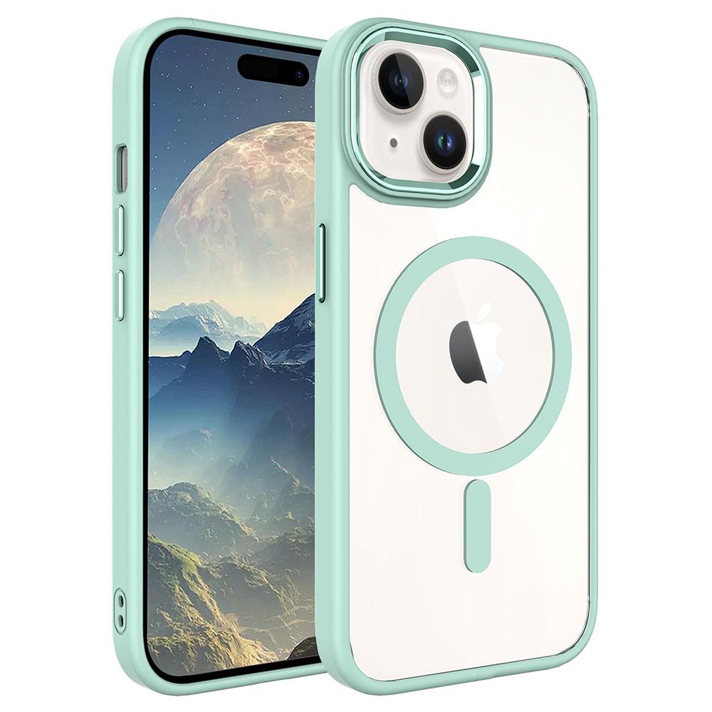 Apple iPhone 15 Kılıf Wireless Şarj Özellikli Zore Krom Magsafe Silikon Kapak
