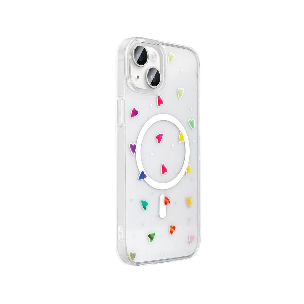 Apple iPhone 15 Plus Kılıf M-Safe Şarj Özellikli Şeffaf Zore Folk Sert Kapak