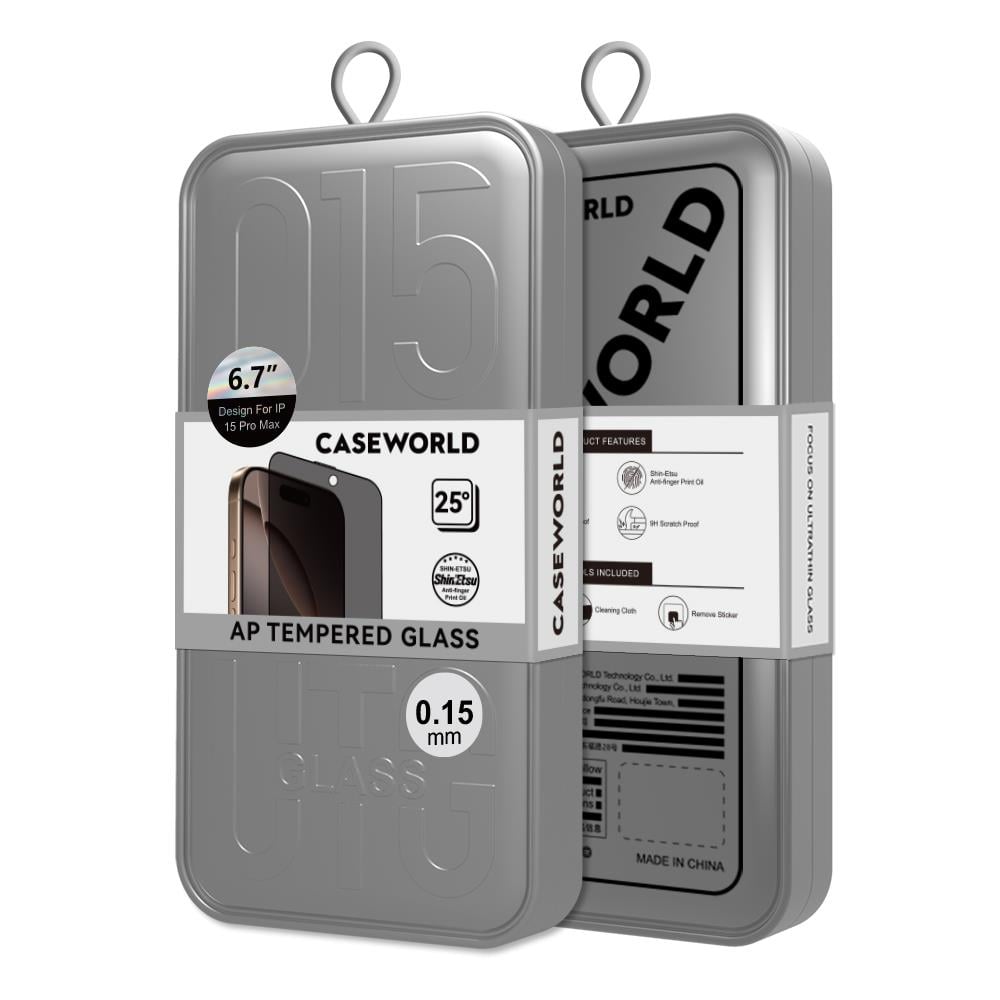 Apple iPhone 15 Pro CaseWorld Ultra-Thin Serisi Privacy 0.15mm HA Cam Ekran Koruyucu