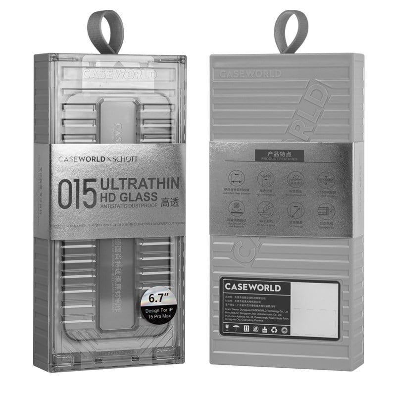 Apple iPhone 15 Pro CaseWorld Ultra-Thin Serisi 0.15mm HD Cam Ekran Koruyucu + Uygulama Aparatlı