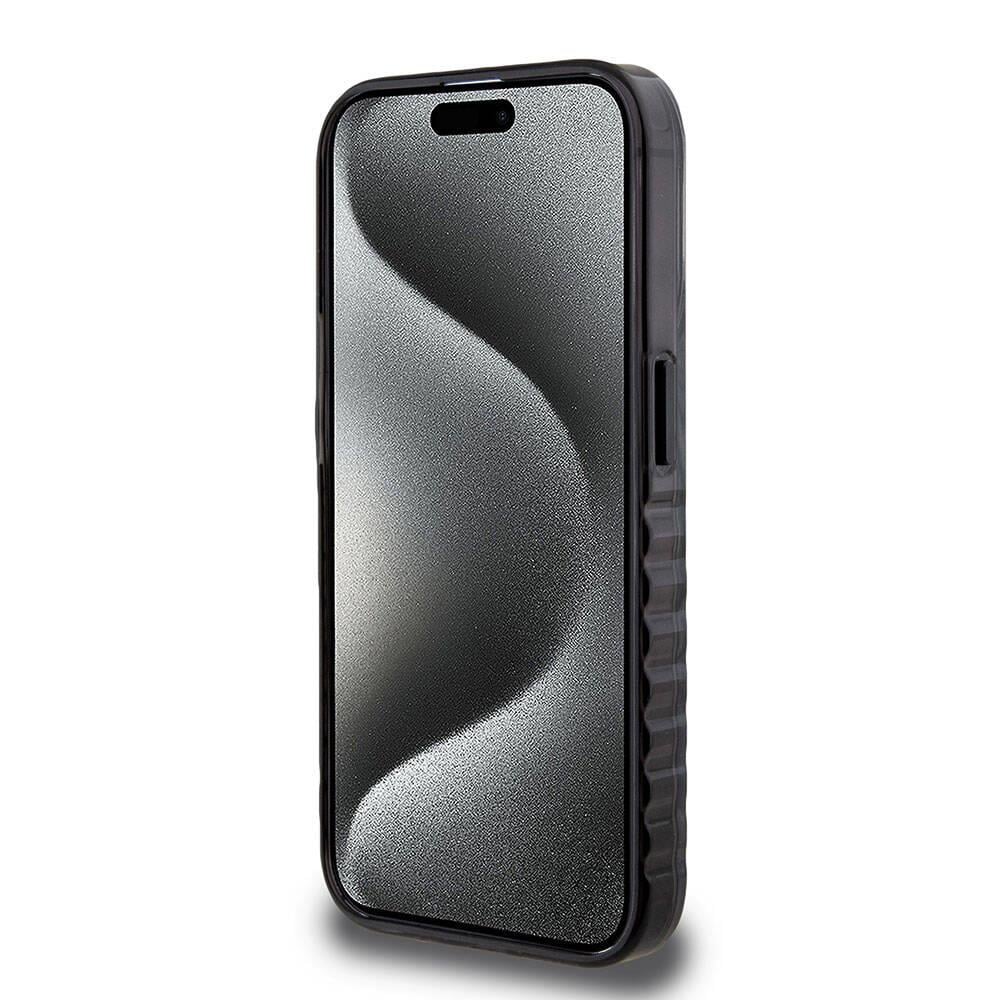 Apple iPhone 15 Pro Kılıf Ferrari Orjinal Lisanslı M-safe Şarj Özellikli Tırtıklı Kenar Tasarımlı Ortalanmış Logo Kapak