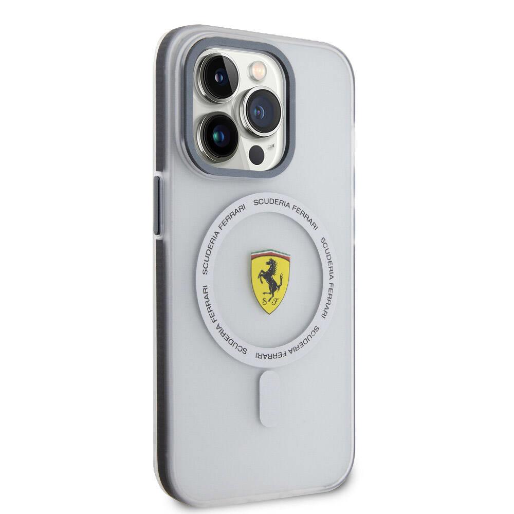 Apple iPhone 15 Pro Kılıf Ferrari Orjinal Lisanslı M-safe Şarj Özellikli Kontrast Bumper SF Ring Kapak