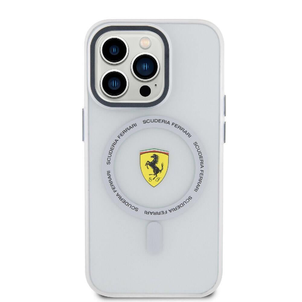 Apple iPhone 15 Pro Kılıf Ferrari Orjinal Lisanslı M-safe Şarj Özellikli Kontrast Bumper SF Ring Kapak