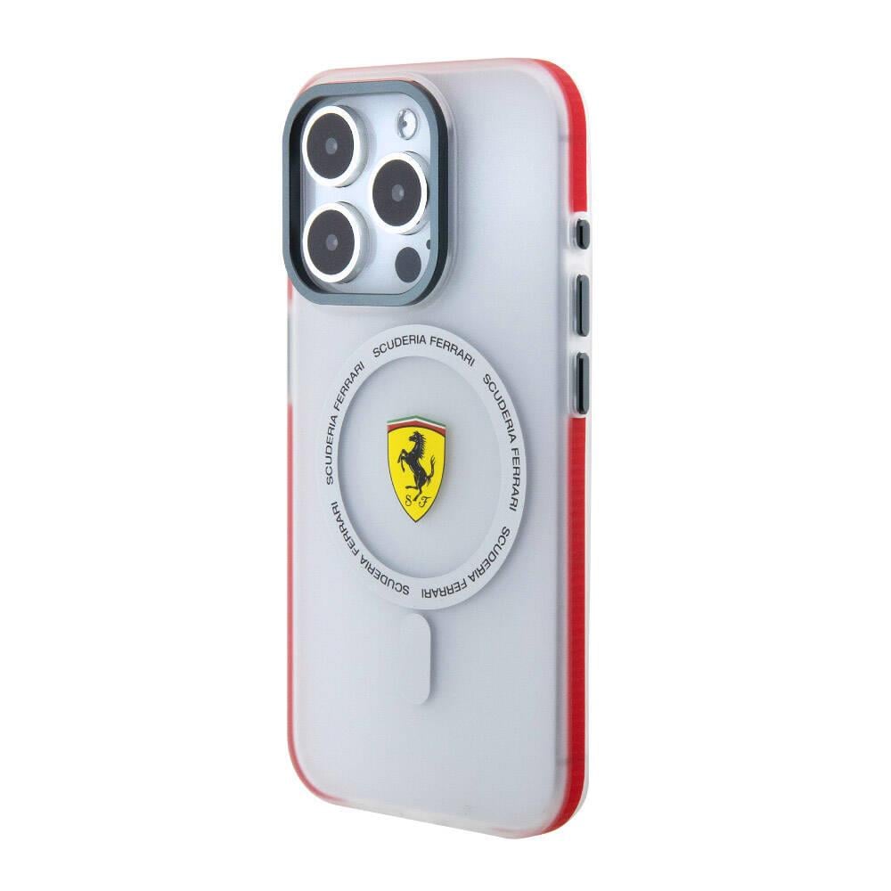 Apple iPhone 15 Pro Kılıf Ferrari Orjinal Lisanslı M-safe Şarj Özellikli Kontrast Bumper SF Ring Kapak