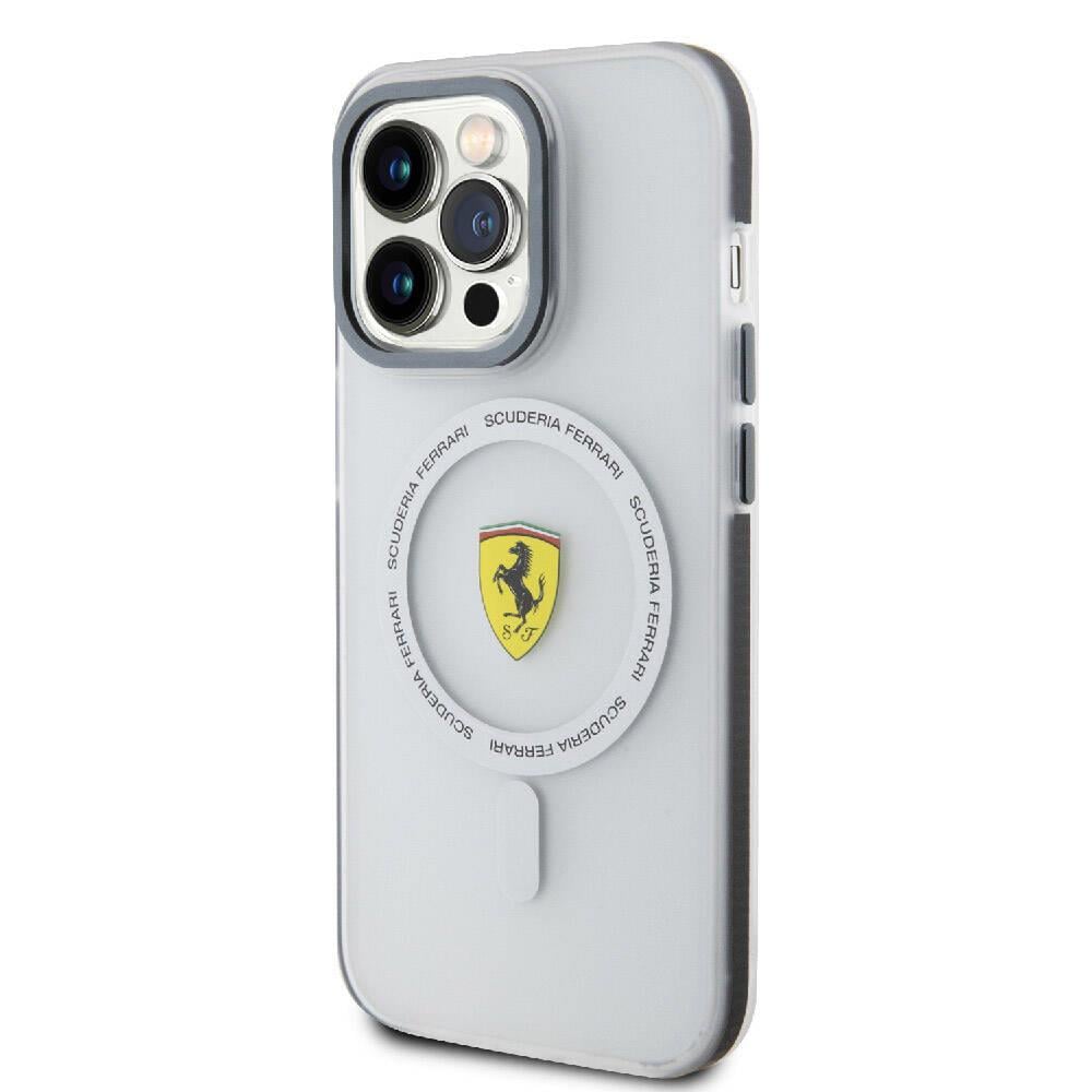 Apple iPhone 15 Pro Kılıf Ferrari Orjinal Lisanslı M-safe Şarj Özellikli Kontrast Bumper SF Ring Kapak