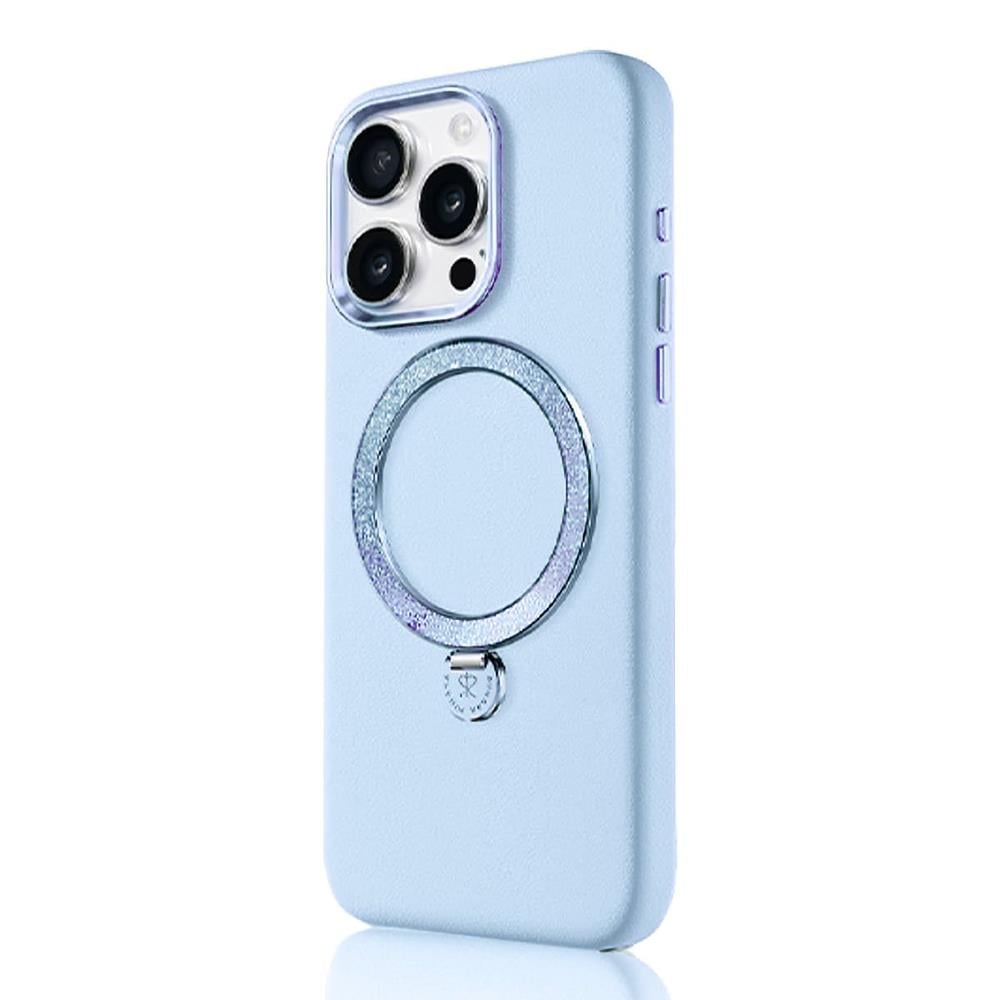 Apple iPhone 15 Pro Kılıf M-safe Şarj Özellikli Standlı Suni Deri Tasarımlı Pynana Dancing Circle Serisi Kapak