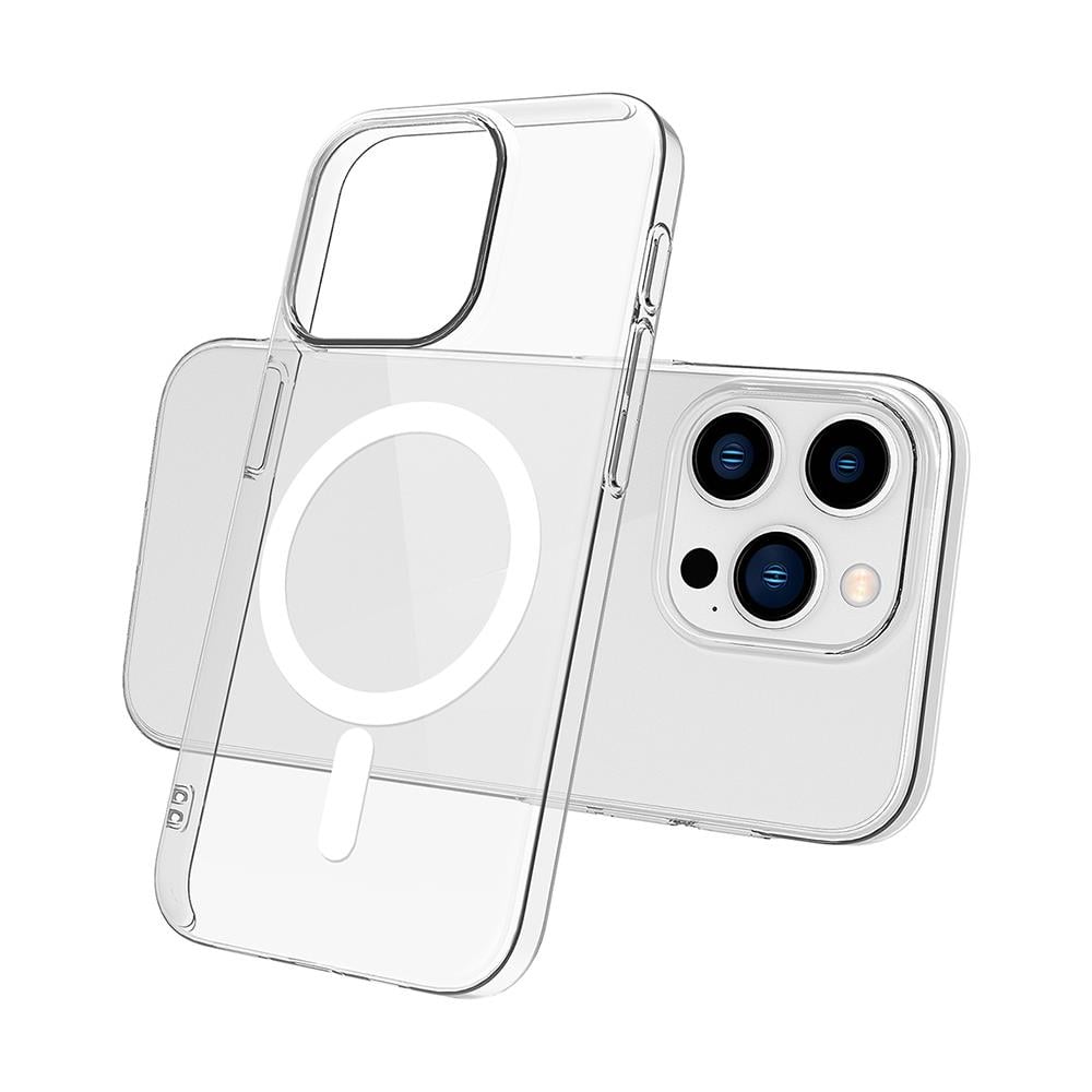 Apple iPhone 15 Pro Max Kamera Korumalı M-Safe Şarj Özellikli Şeffaf Zore London Sert PC Kapak